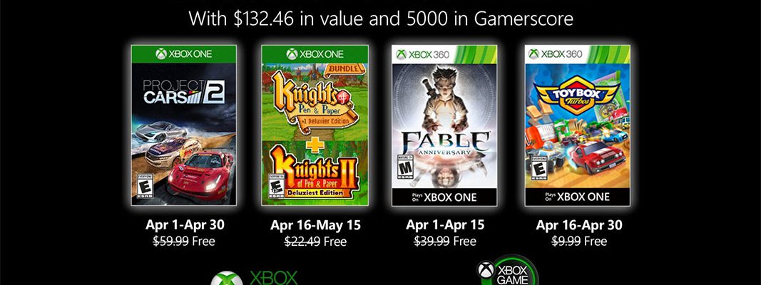 Xbox Games with Gold de Abril 2020