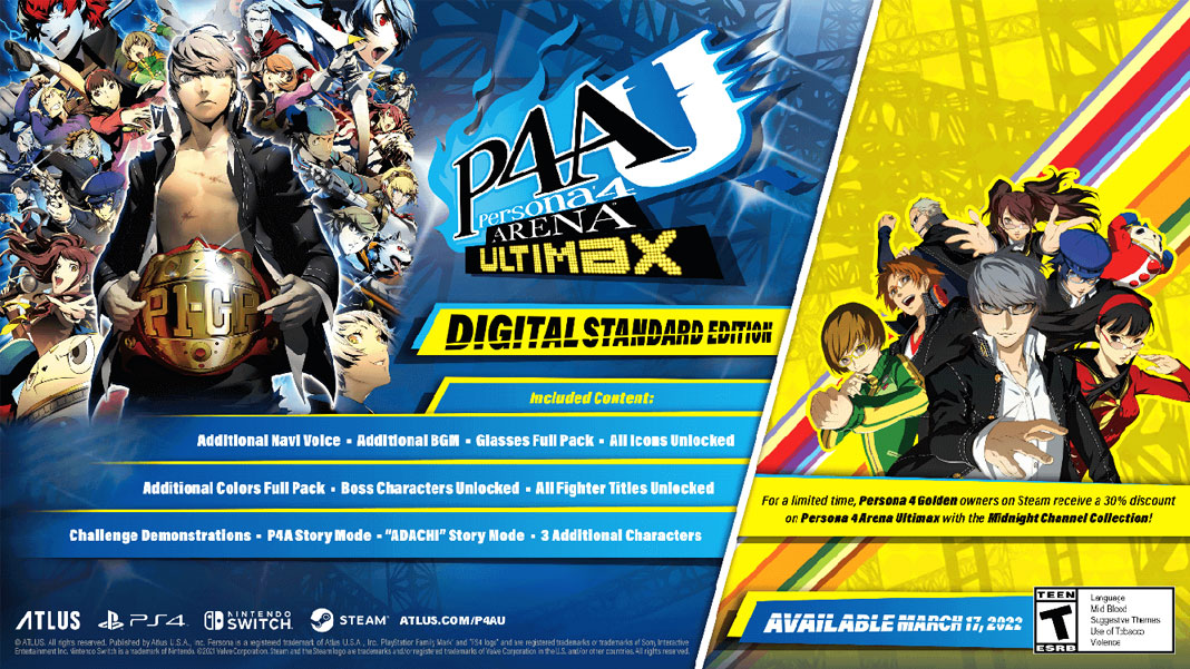 Persona 4 Arena Ultimax chegara a PS4 Switch e PC em 2022