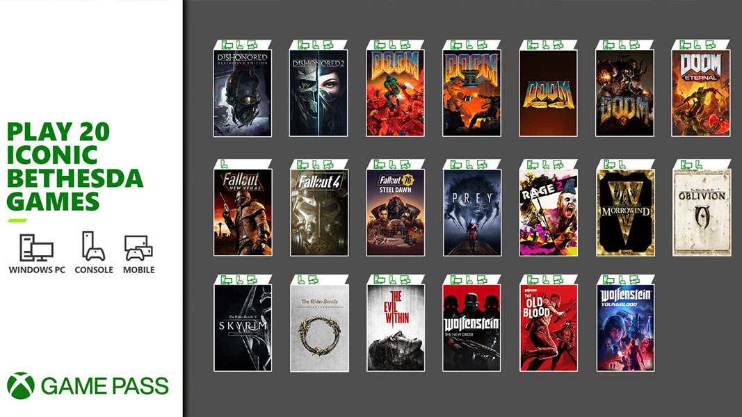 20 jogos Xbox Game Pass (Bethesda)