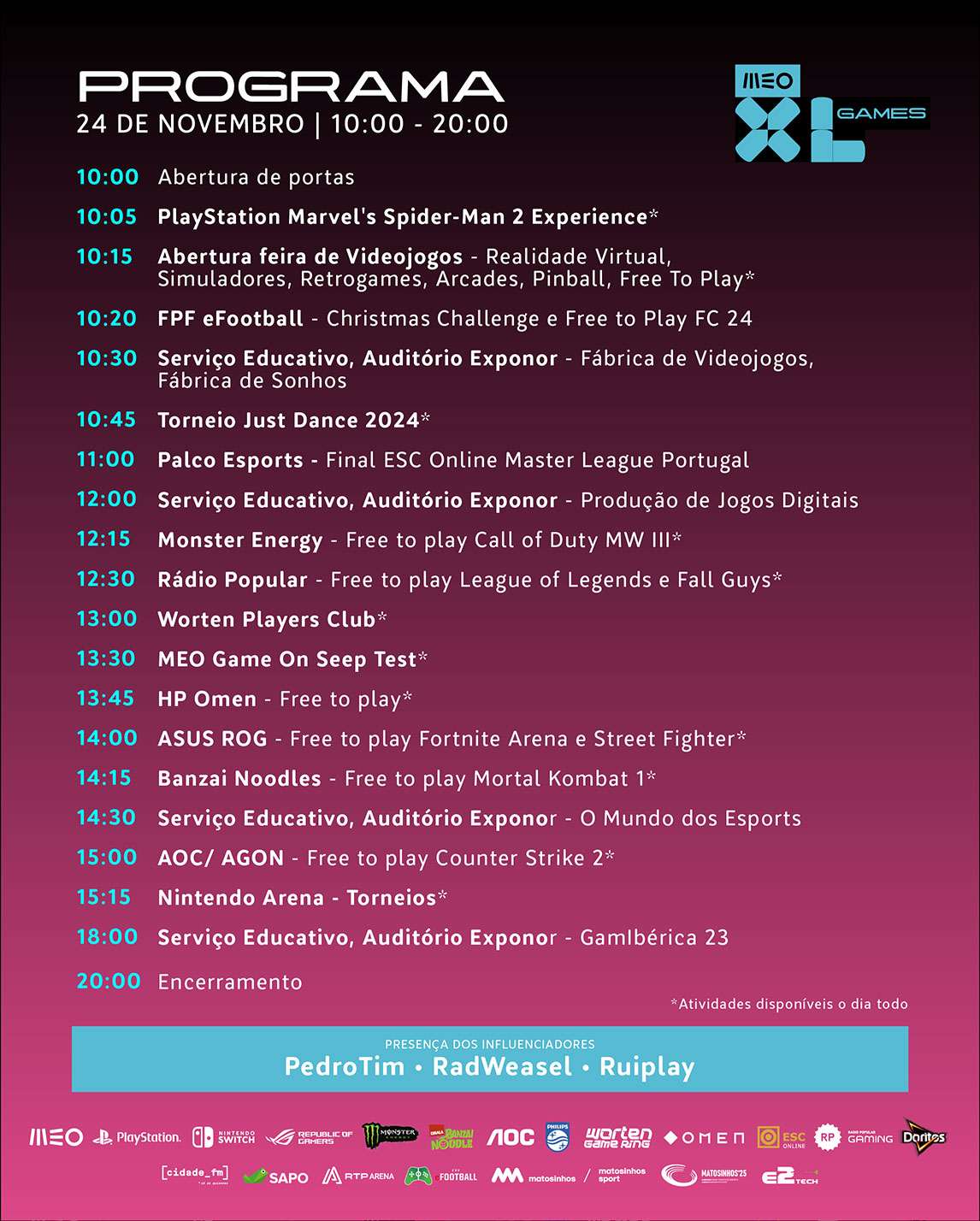 Meo XL Games 2023 Matosinhos Programa